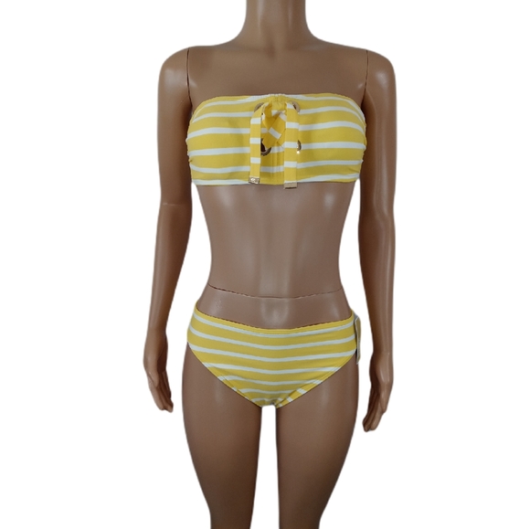 Michael Kors Striped 2pc BikiniFront Lace Up Stra - Picture 3 of 5